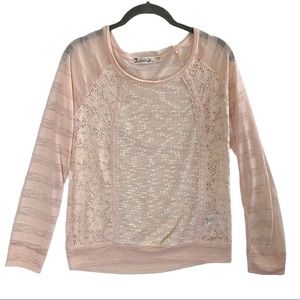 Spoiled Blush Pink Knit Lace Pullover Sweater